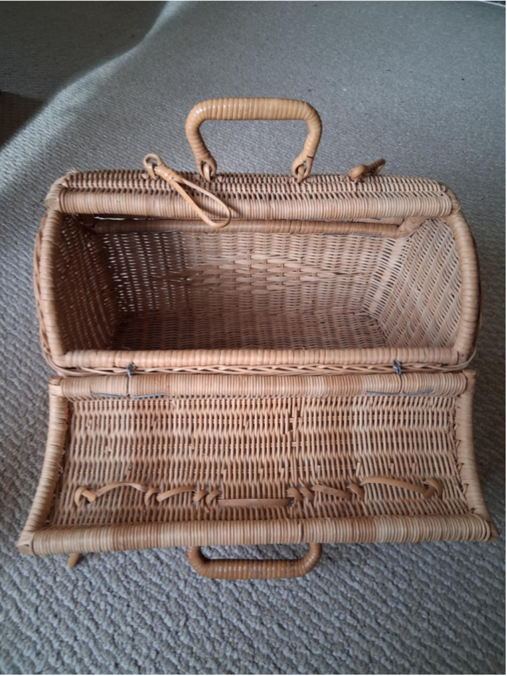 Vintage wicker pet carrier